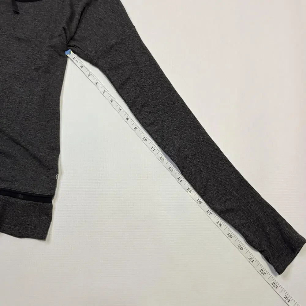 Alo Yoga Hoodie Womens XS Gray Lightweight Open Back Mesh Trim Top Pullover